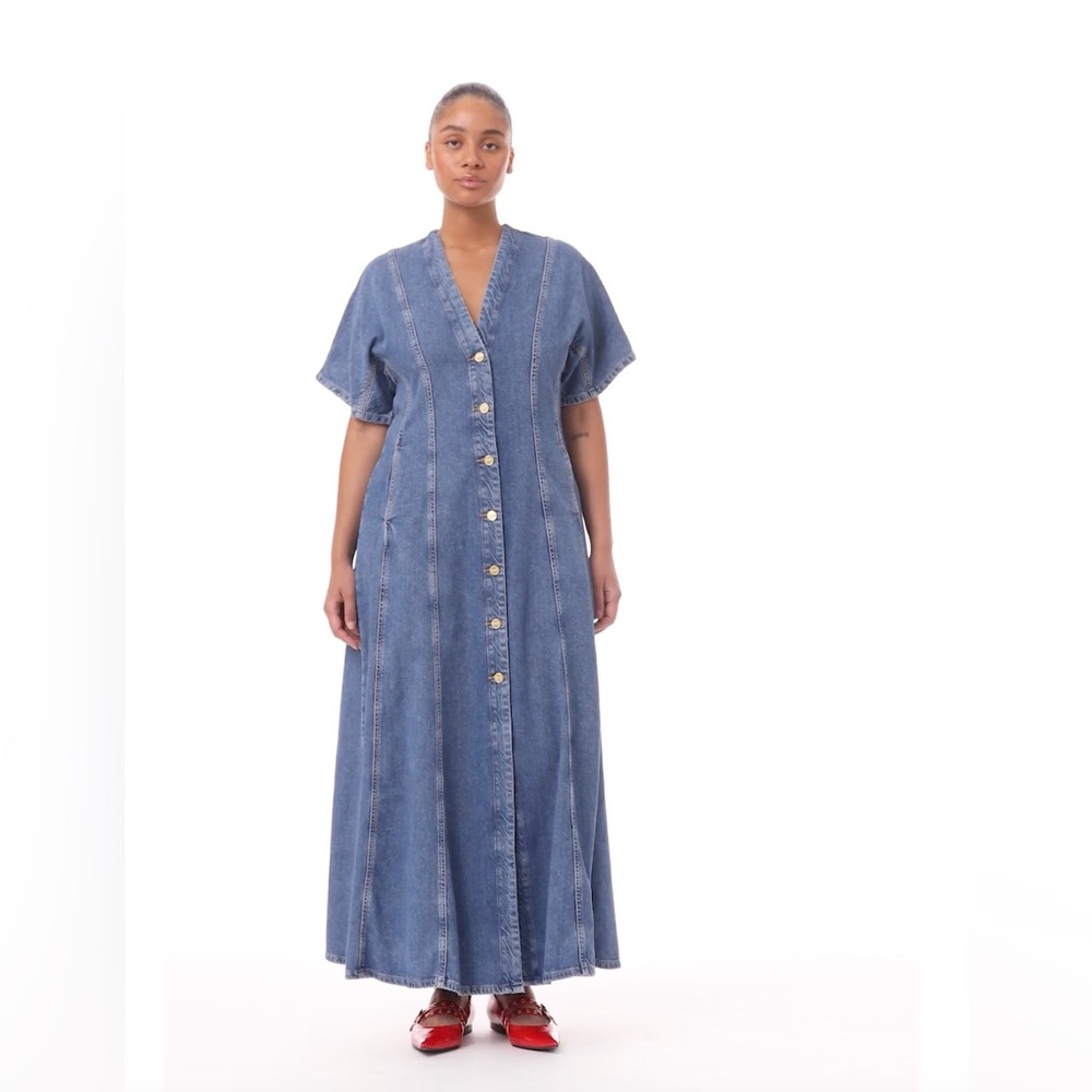 Ganni Circulose Future Denim Maxi Dress